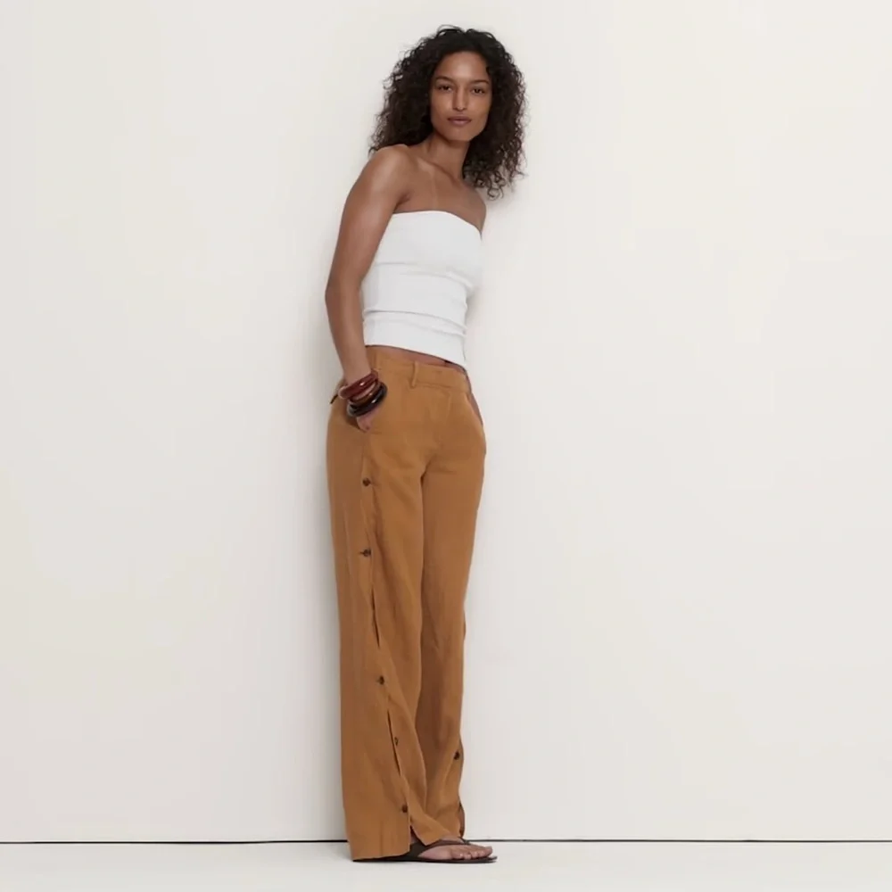 NWT! Banana Republic The Everyday Wide-Leg Pant in Linen Briste Brown - Size XS🖤